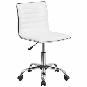 Flash Furniture Silla de escritorio giratoria, acanalada, respaldo bajo, sin reposabrazos, color Blanco