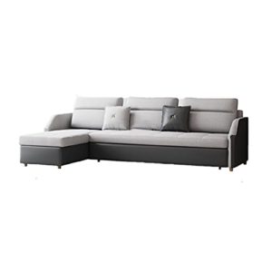 HMBB Convertible Seccional Futon Sofa Sofá con cama y almacenamiento Tela de lino moderno de 4 asientos Moderno de lino Reversible Chaise Durmiente con sofá y cama reversibles en forma de chaise L for